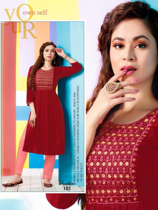 FT Panihari Fancy Rayon Embroidery Kurti With Bottom 